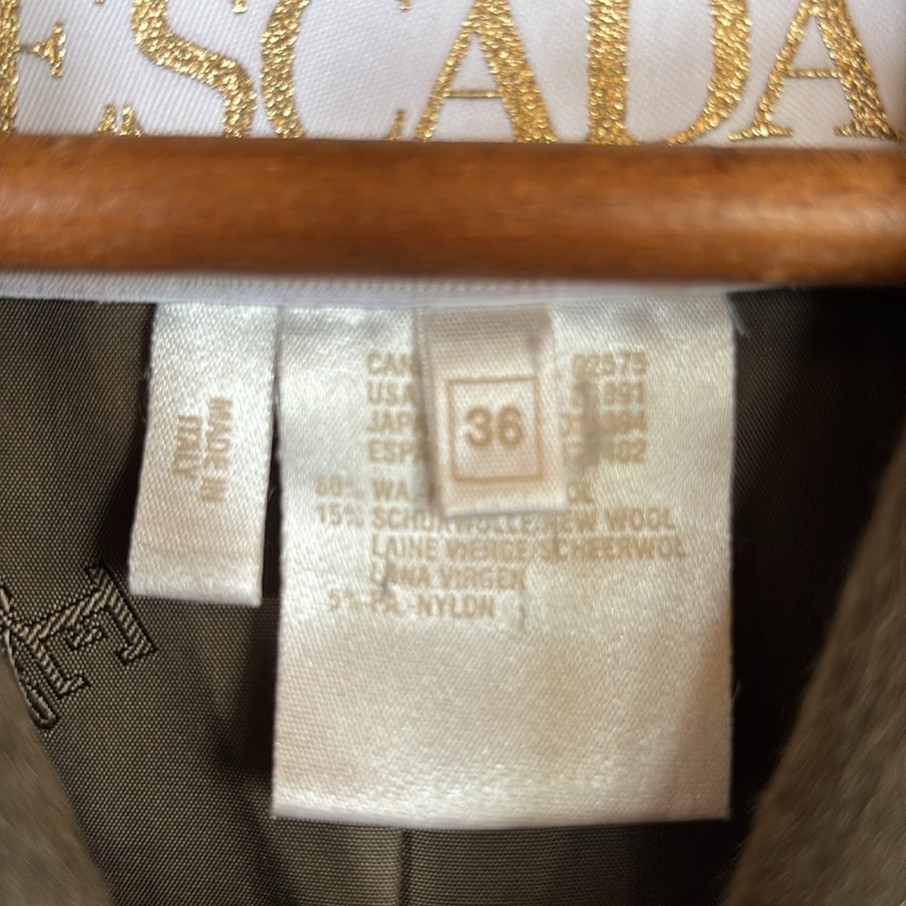 Escada Margaretha Ley Olive Green Military Cashmere Blazer sz 36 Gold Buttons - Picture 5 of 11